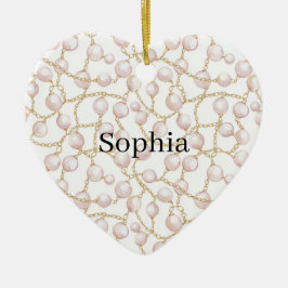 Pink Pearls Gold Chain   セラミックオーナメント