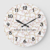 Pink Pearls Gold Chain   ラージ壁時計 (正面)