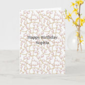 Pink Pearls Gold Chain Birthday カード (黄色い花)