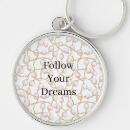 Pink Pearls Gold Chain Birthday キーホルダー