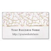 Pink Pearls Gold Chain Business name website マグネット名刺 (正面)