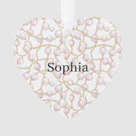 Pink Pearls Gold Chain Christmas オーナメント