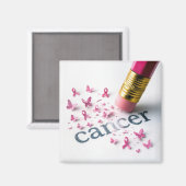 Pink Pencil Erasing Cancer Text  マグネット (正面/裏面)