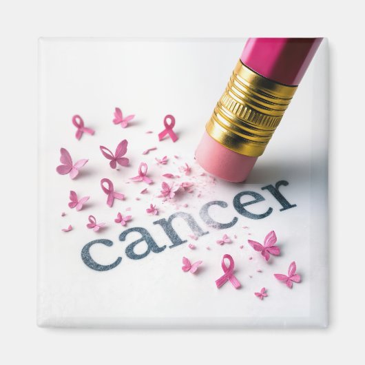 Pink Pencil Erasing Cancer Text  マグネット (正面)