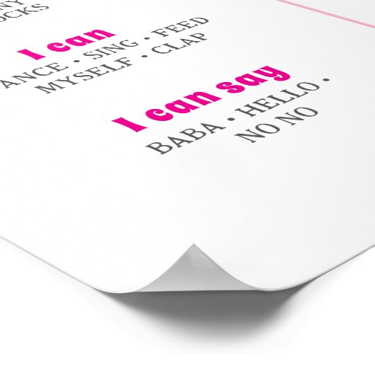 Pink Penguin First Birthday Milestone ポスター (角)