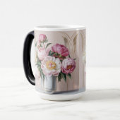  Pink Peonies Art Deco Morphing Mug モーフィングマグカップ (正面左)