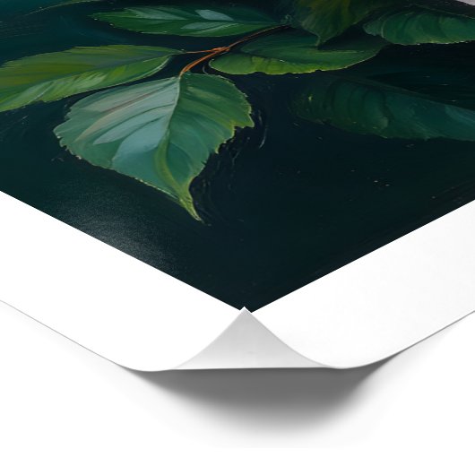 Pink Peonies Artwork on Emerald Green ポスター (コーナー)