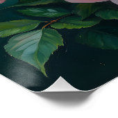 Pink Peonies Artwork on Emerald Green ポスター (コーナー)