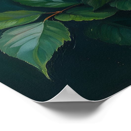 Pink Peonies Artwork on Emerald Green ポスター (角)