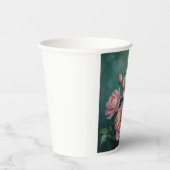 Pink Peonies Artwork on Emerald Green 紙コップ (右)