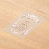 pink peonies Confirmation girl アクリル招待状 (レイダウン)