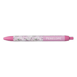 Pink Peonies Custom Name Pen 青ボールペン