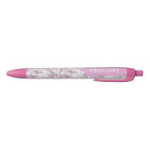 Pink Peonies Custom Name Pen 青ボールペン (ボトム)