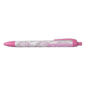 Pink Peonies Custom Name Pen 青ボールペン (トップ)