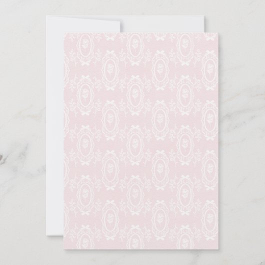 pink peonies First Holy Communion girl 招待状 (裏面)