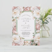 Pink Peonies Floral Wedding Invitation 招待状 (スタンド正面)