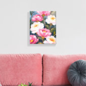 Pink Peonies Flower Bouquet Painting キャンバスプリント (インサイチュ (リビング))