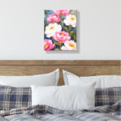 Pink Peonies Flower Bouquet Painting キャンバスプリント (インサイチュ (寝室))