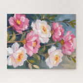 Pink Peonies Flower Bouquet Painting ジグソーパズル (横)
