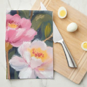 Pink Peonies Flower Bouquet Watercolor キッチンタオル (四つ折り)