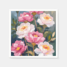 Pink Peonies Flower Bouquet Watercolor スタンダードカクテルナプキン