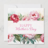 Pink Peonies Happy Mother's Day シーズンカード (正面)