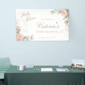 Pink Peonies In Bloom Girl Baby Shower Welcome 横断幕 (トレードショー)