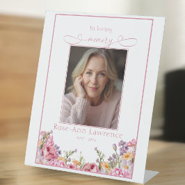 Pink Peonies In Loving Memory Tribute Remebrance 台座サイン