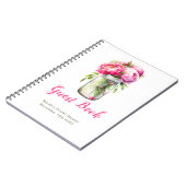 Pink Peonies Mason Jar Bridal Shower Guest Book ノートブック (左側)