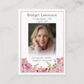 Pink Peonies Memorial Photo Psalm 23 Prayer Card 名刺 (正面)