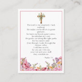 Pink Peonies Memorial Photo Psalm 23 Prayer Card 名刺 (裏面)