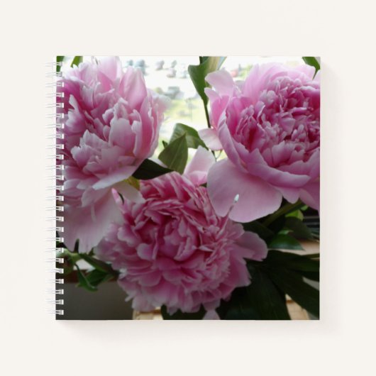 Pink Peonies Spiral Notebook ノートブック (正面)