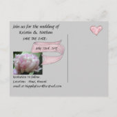 Pink Peonyの日付のポストカ結婚ードを保存 案内ポストカード (裏面)