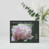 Pink Peonyの日付のポストカ結婚ードを保存 案内ポストカード (スタンド正面)
