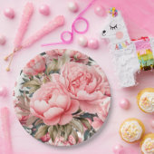 Pink Peony ペーパープレート (パーティー)