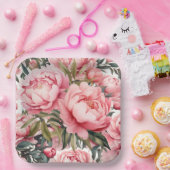 Pink Peony ペーパープレート (パーティー)