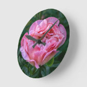 Pink Peony ラウンド壁時計 (傾斜)