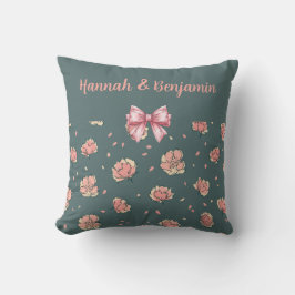 Pink Peony and Bow Pattern クッション