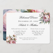 Pink Peony and Cotton Wedding Rehearsal Dinner 招待状 (正面/裏面)