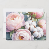 Pink Peony and Cotton Wedding Rehearsal Dinner 招待状 (裏面)