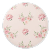 Pink Peony and Rose Pattern セラミックノブ (正面)