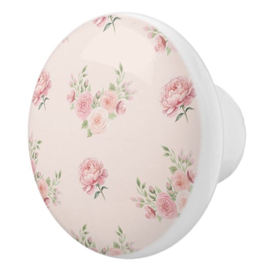 Pink Peony and Rose Pattern セラミックノブ (右)