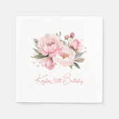 Pink Peony Birthday Cocktail Napkin スタンダードカクテルナプキン (正面)