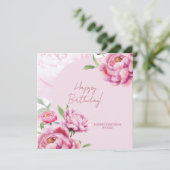 Pink Peony Birthday Folded Greeting Card カード (スタンド正面)