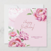 Pink Peony Birthday Folded Greeting Card カード (正面)