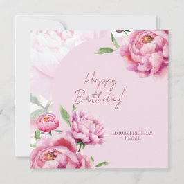 Pink Peony Birthday Folded Greeting Card カード