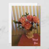 Pink Peony Bouquet Flat Thank You Card サンキューカード (正面/裏面)