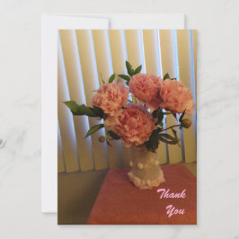 Pink Peony Bouquet Flat Thank You Card サンキューカード