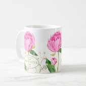 Pink Peony & Daisy Illustrated Name & Date コーヒーマグカップ (正面左)