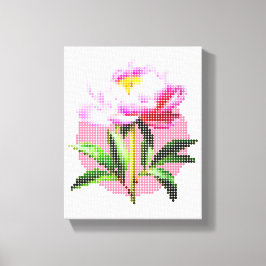 Pink Peony Dot Mosaic Flower キャンバスプリント